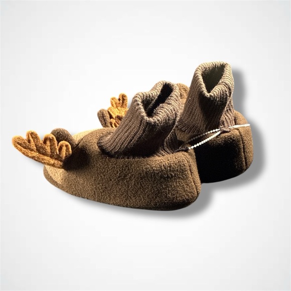 Joe Fresh Brown Moose Slipper Booties - Picture 2 of 4